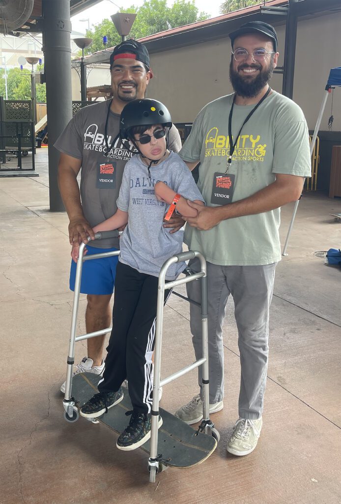 Marshall riding adaptive Skateboard